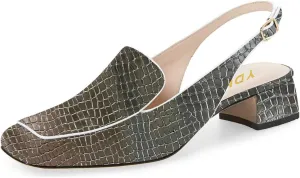 YDN Women Closed Square Toe Block Low Heels Slingback Formal Loafer Dressy Shoes Office Lady Pump Size 4-15 US