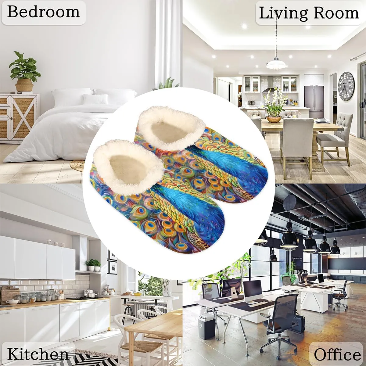 Yzrwebo Slippers for Women Men Indoor Non-Slip Slippers Socks Warm Comfy Soft House Slippers Bedroom Fuzzy Plush Lined House Shoes