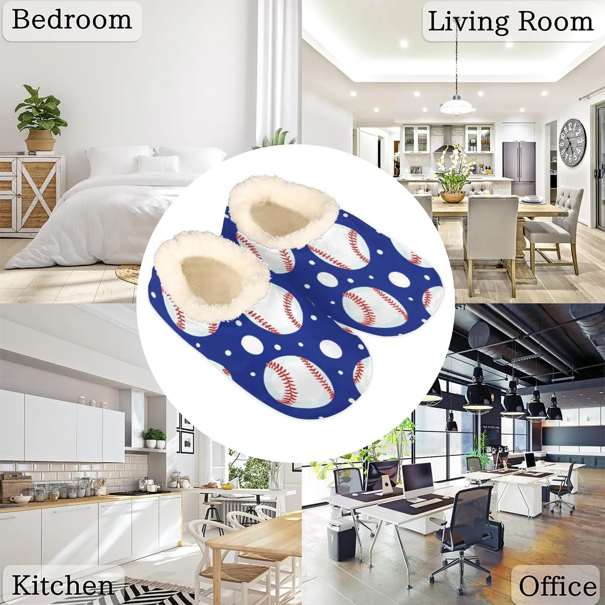 Yzrwebo Slippers for Women Men Indoor Non-Slip Slippers Socks Warm Comfy Soft House Slippers Bedroom Fuzzy Plush Lined House Shoes