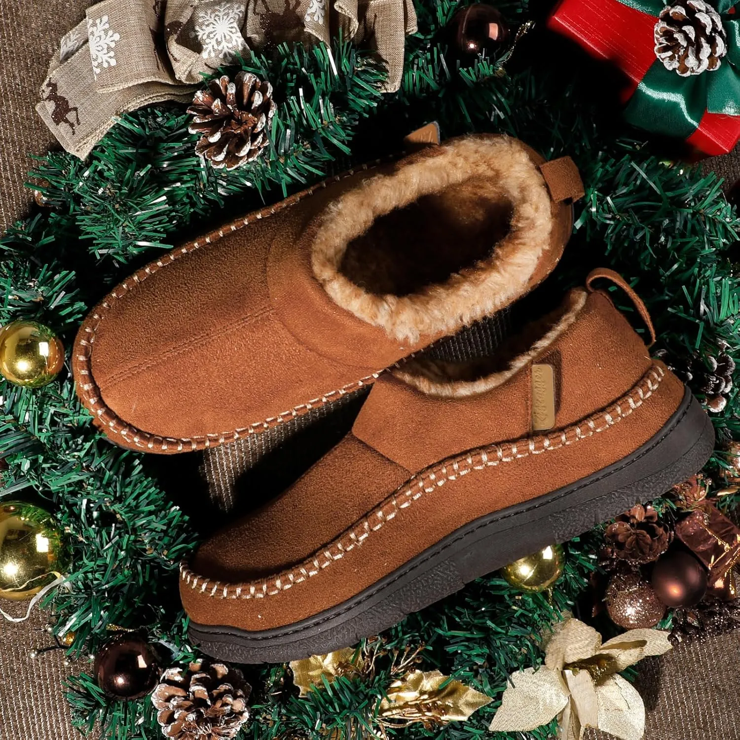 Zigzagger Men's MoCozy Moccasin Ankle Toasty House Shoes Slippers Indoor Outdoor